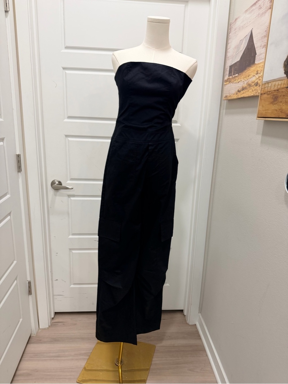Zara Strapless Black Cargo Jumpsuit - Sleek Women's One-Piece NWT - Picture 3 of 10